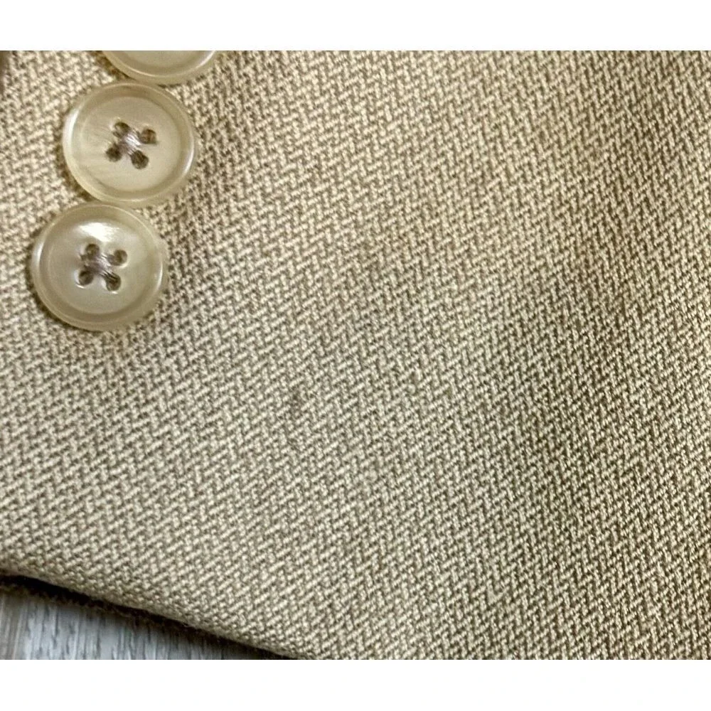 Lauren Ralph Mens Tan Herringbone Blazer Jacket Made in Canada Alpaca Sport Coat